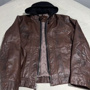 Calvin Klein leather brown jacket!
